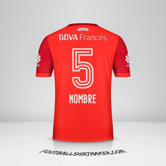 Jersey River Plate 2017/18 Visita -  nombre - 5