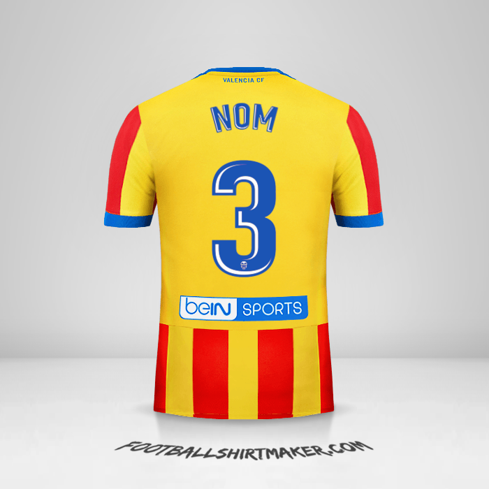 Maillot Valencia CF 2017/18 Extérieur -  nom - 3