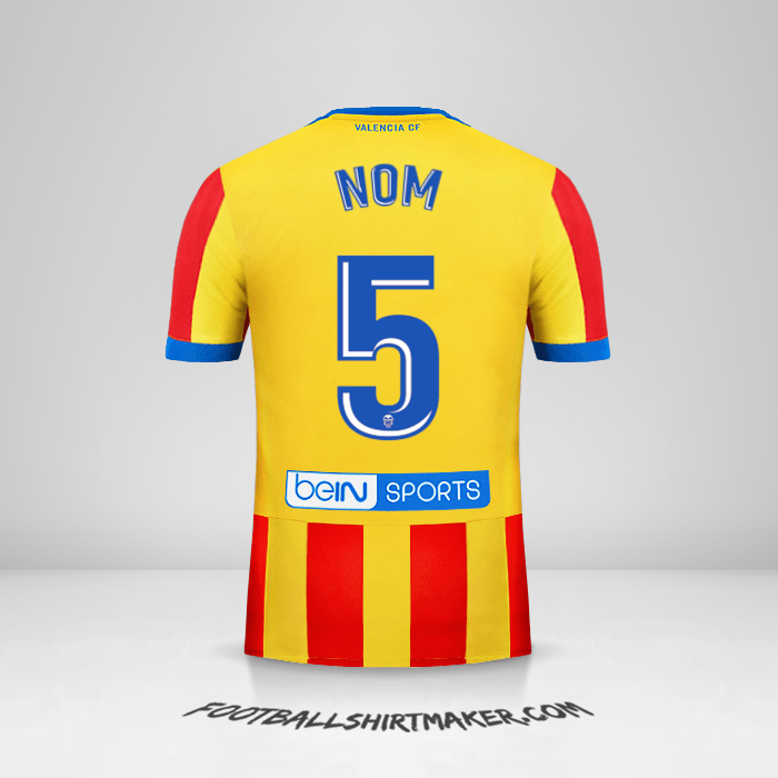 Maillot Valencia CF 2017/18 Extérieur -  nom - 5