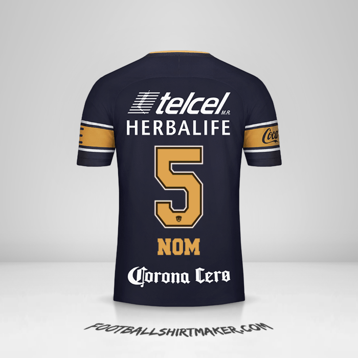 Maillot Pumas UNAM 2017/18 Extérieur -  nom - 5