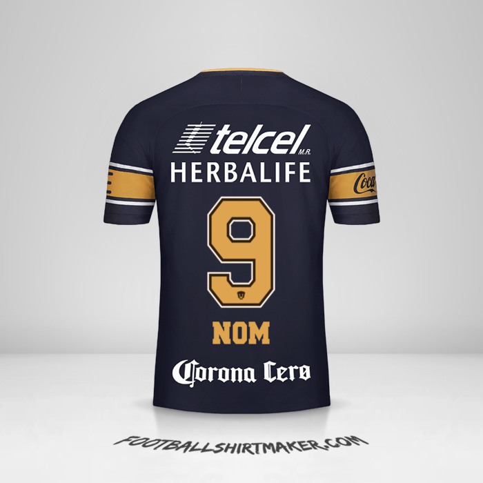 Maillot Pumas UNAM 2017/18 Extérieur -  nom - 9