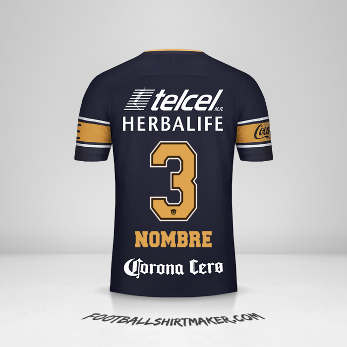 Camiseta Pumas UNAM 2017/18 Visita -  nombre - 3