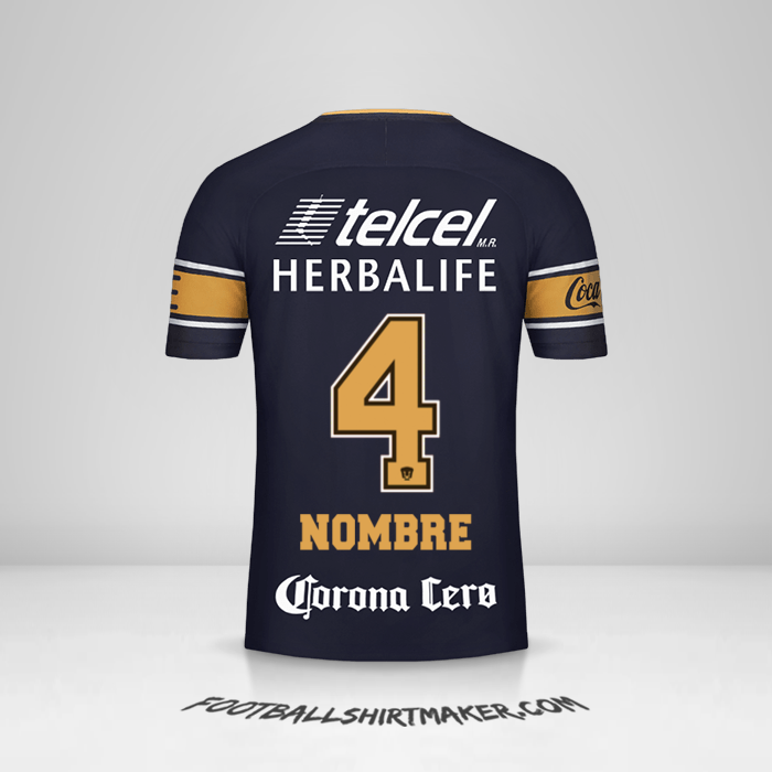 Camiseta Pumas UNAM 2017/18 Visita -  nombre - 4