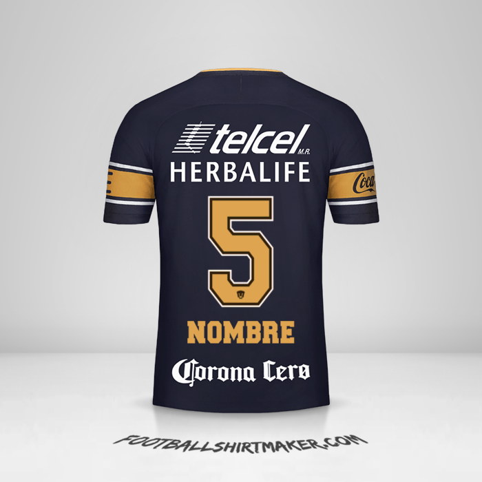 Jersey Pumas UNAM 2017/18 Visita -  nombre - 5
