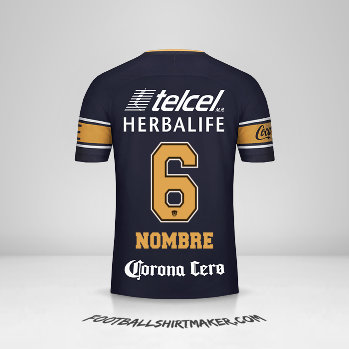Jersey Pumas UNAM 2017/18 Visita -  nombre - 6