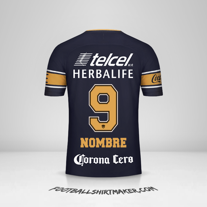 Camiseta Pumas UNAM 2017/18 Visita -  nombre - 9