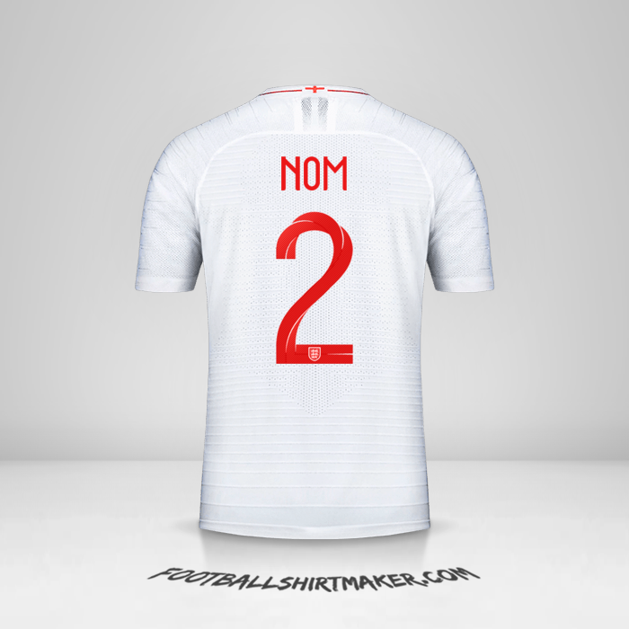 Maillot Angleterre 2018 -  nom - 2