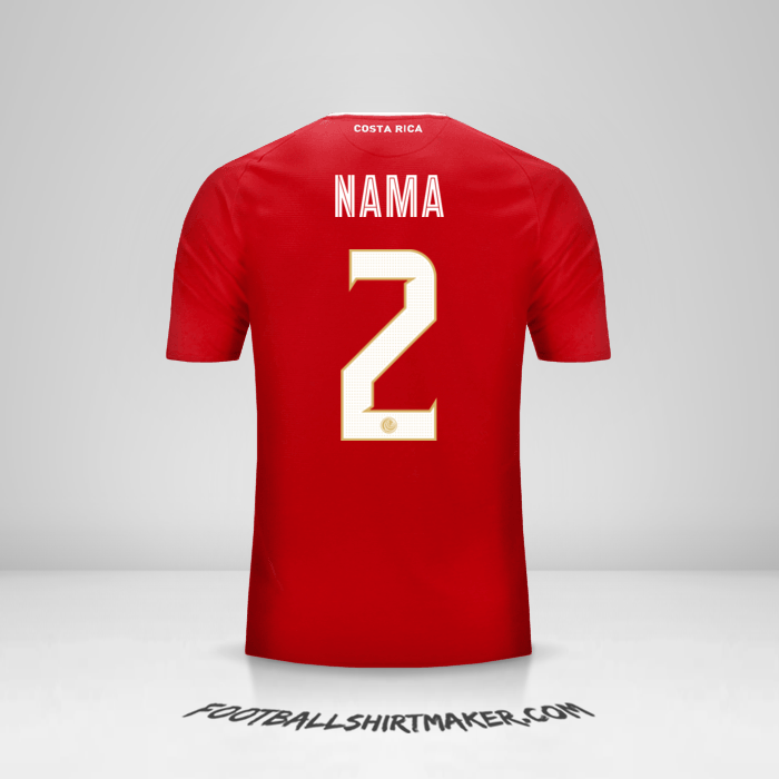 Jersey Kosta Rika 2018 -  nama - 2