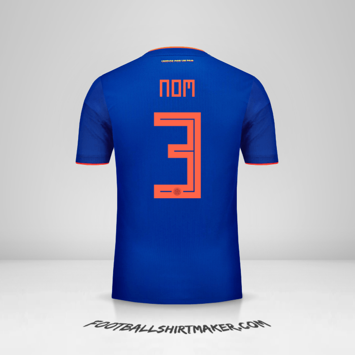 Maillot Colombie 2018 Extérieur -  nom - 3