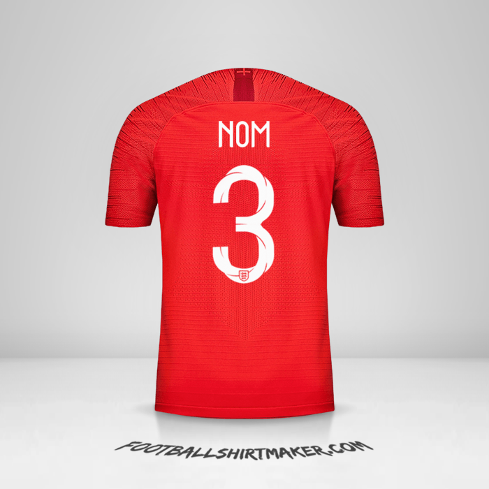 Maillot Angleterre 2018 Extérieur -  nom - 3