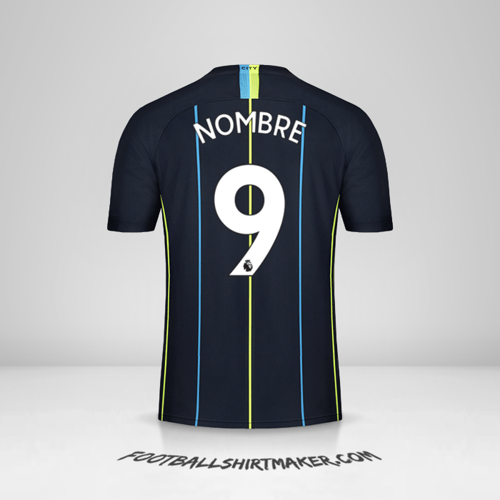 Jersey Manchester City 2018/19 Visita -  nombre - 9