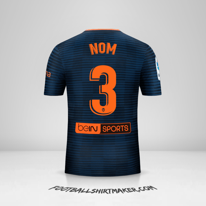 Maillot Valencia CF 2018/19 Extérieur -  nom - 3
