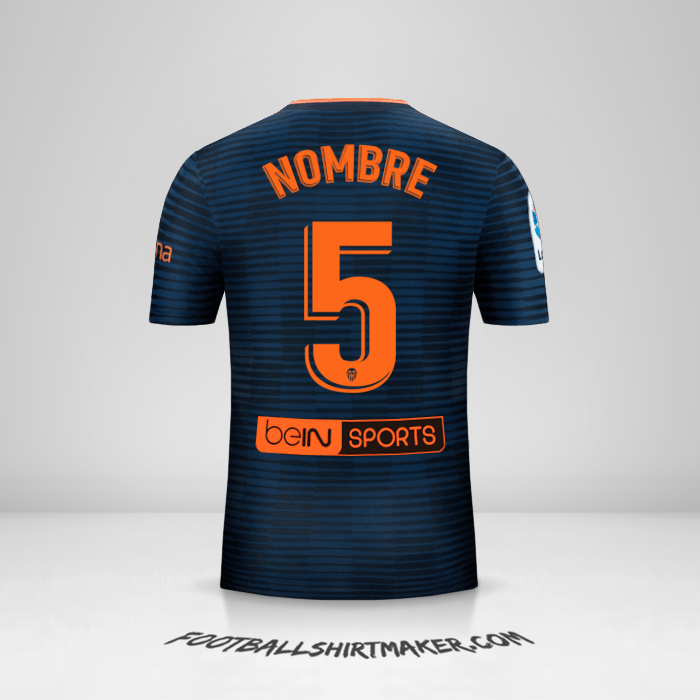 Jersey Valencia CF 2018/19 Visita -  nombre - 5