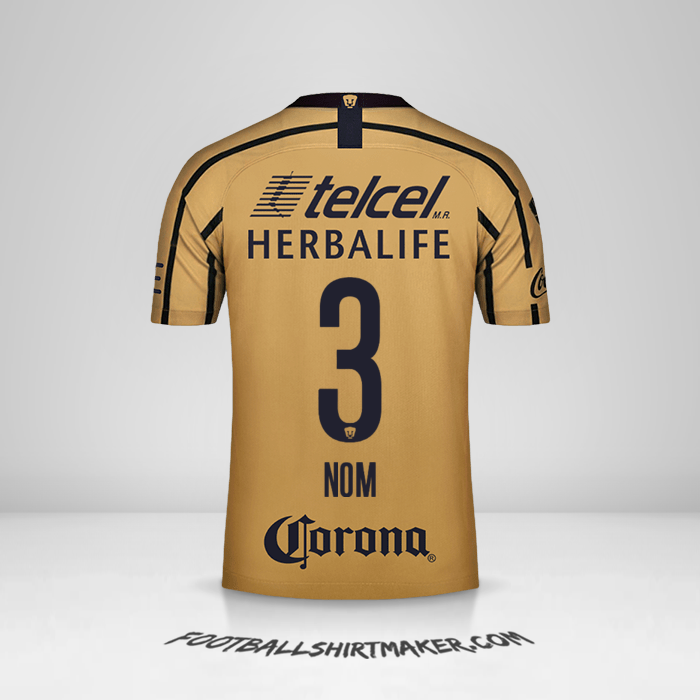 Maillot Pumas UNAM 2018/19 Extérieur -  nom - 3