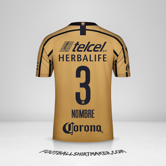 Jersey Pumas UNAM 2018/19 Visita -  nombre - 3