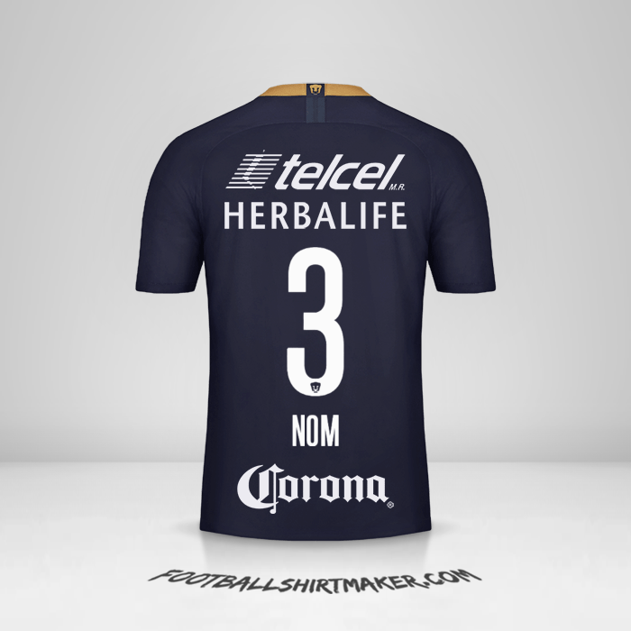 Maillot Pumas UNAM 2018/19 Troisième -  nom - 3