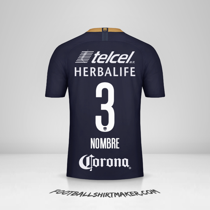 Jersey Pumas UNAM 2018/19 Tercera -  nombre - 3