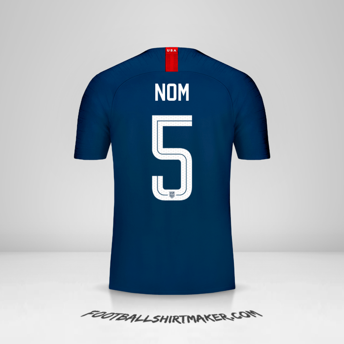 Maillot États-Unis 2018 Extérieur -  nom - 5
