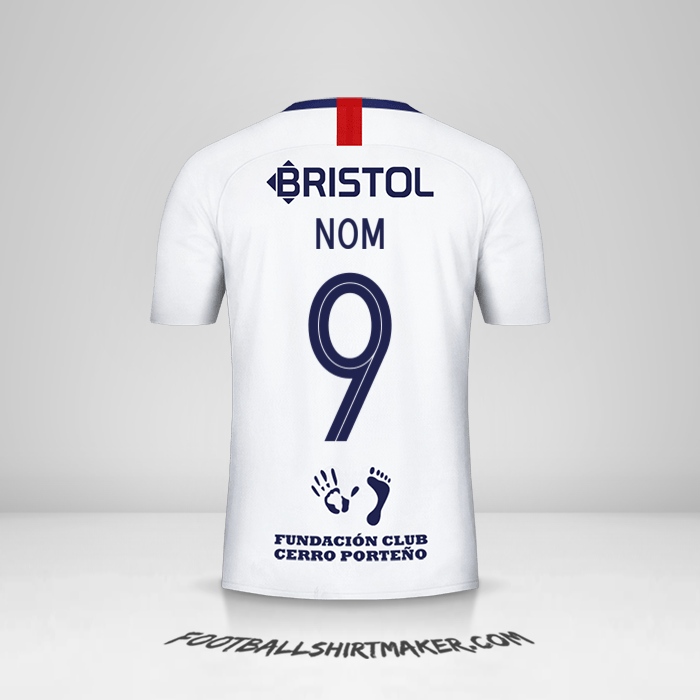 Maillot Club Cerro Porteño Libertadores 2019 Extérieur -  nom - 9