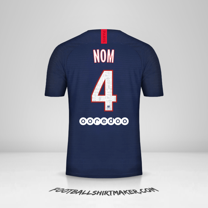 Maillot Paris Saint Germain 2019/20 -  nom - 4