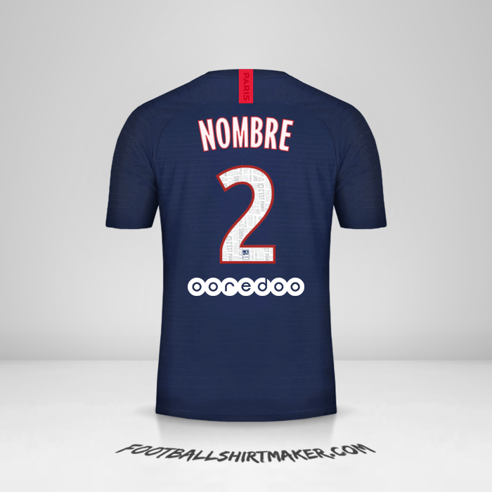 Jersey Paris Saint Germain 2019/20 -  nombre - 2