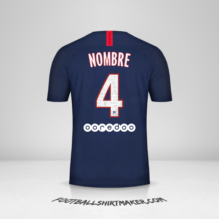 Jersey Paris Saint Germain 2019/20 -  nombre - 4