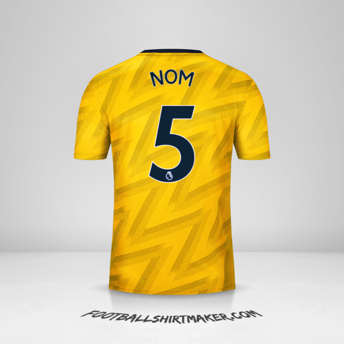 Maillot Arsenal 2019/20 Extérieur -  nom - 5