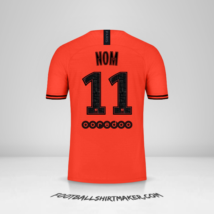 Maillot Paris Saint Germain Jordan 2019/20 Extérieur -  nom - 11
