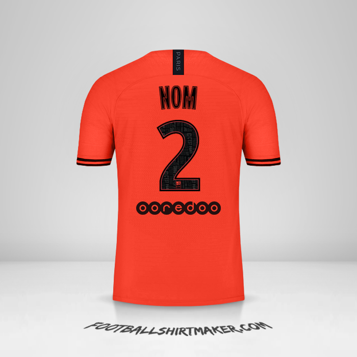 Maillot Paris Saint Germain Jordan 2019/20 Extérieur -  nom - 2
