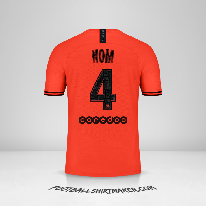Maillot Paris Saint Germain Jordan 2019/20 Extérieur -  nom - 4