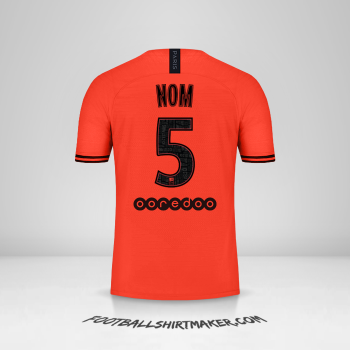 Maillot Paris Saint Germain Jordan 2019/20 Extérieur -  nom - 5