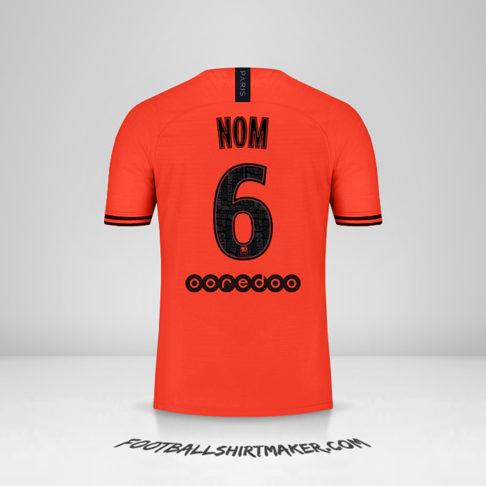 Maillot Paris Saint Germain Jordan 2019/20 Extérieur -  nom - 6