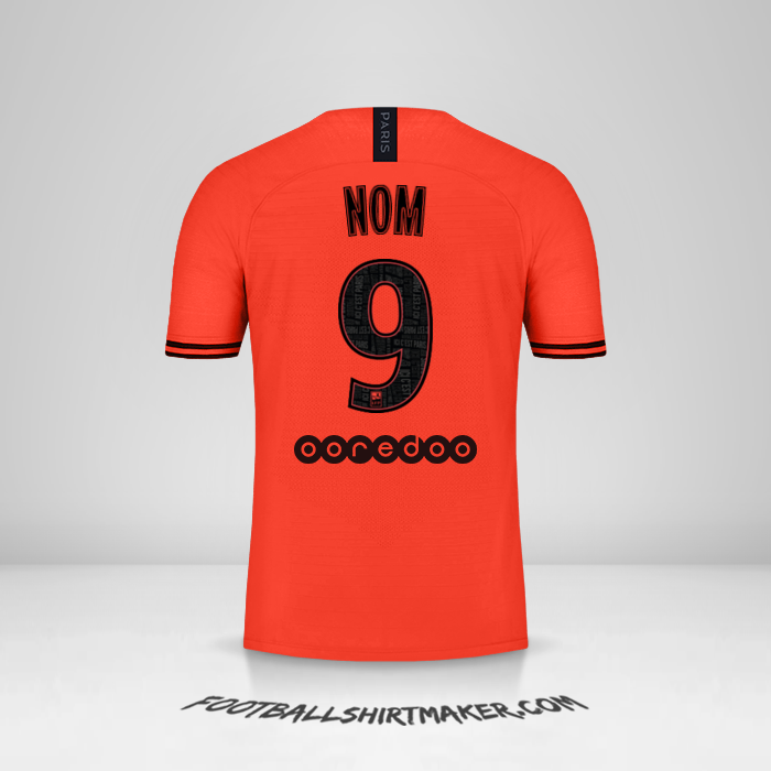 Maillot Paris Saint Germain Jordan 2019/20 Extérieur -  nom - 9