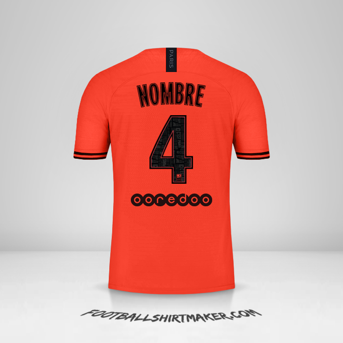 Camiseta Paris Saint Germain Jordan 2019/20 Visita -  nombre - 4