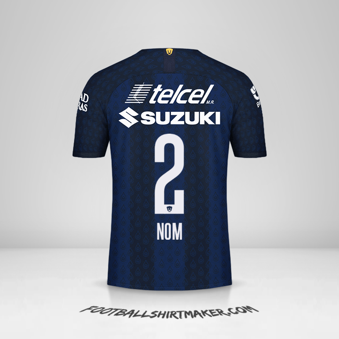 Maillot Pumas UNAM 2019/20 Extérieur -  nom - 2