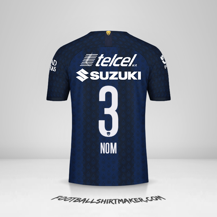Maillot Pumas UNAM 2019/20 Extérieur -  nom - 3