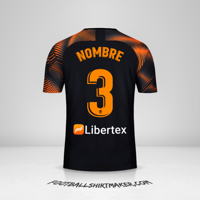 Camiseta Valencia CF 2019/20 Visita -  nombre - 3