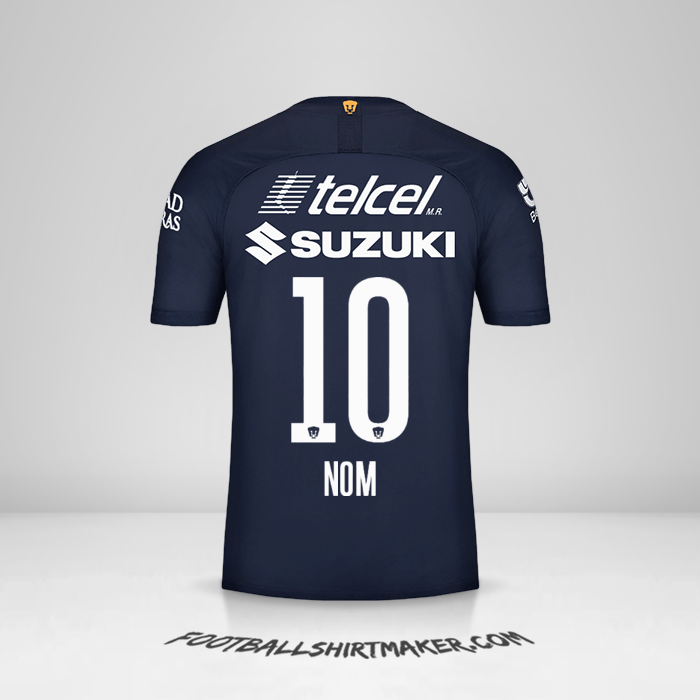 Maillot Pumas UNAM 2019/20 Troisième -  nom - 10