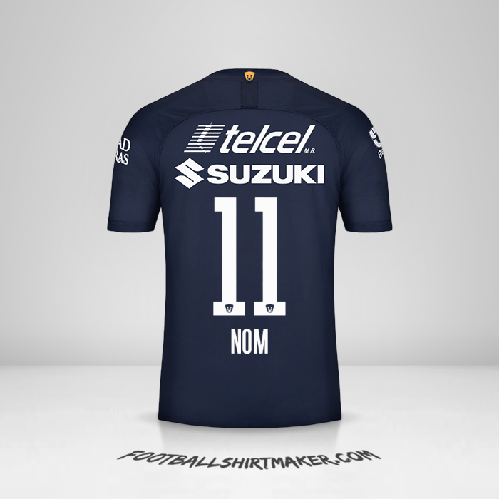Maillot Pumas UNAM 2019/20 Troisième -  nom - 11