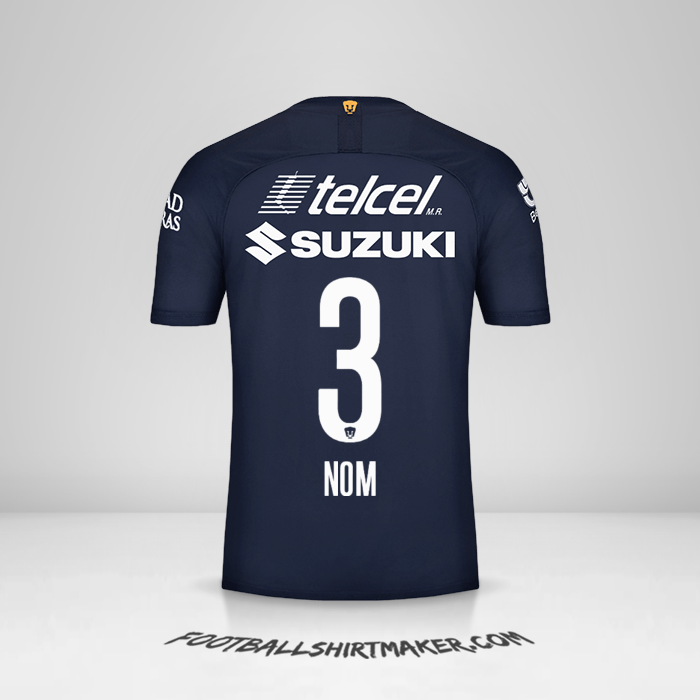 Maillot Pumas UNAM 2019/20 Troisième -  nom - 3