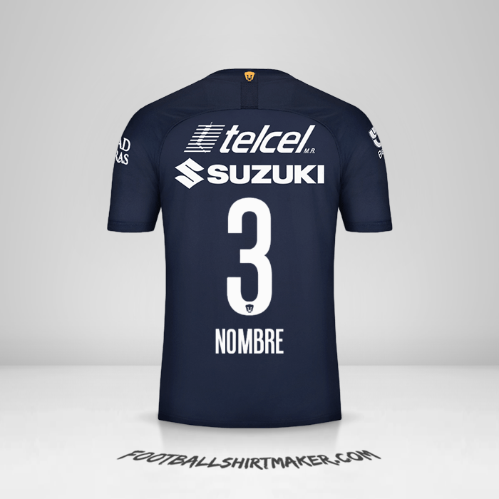 Jersey Pumas UNAM 2019/20 Tercera -  nombre - 3