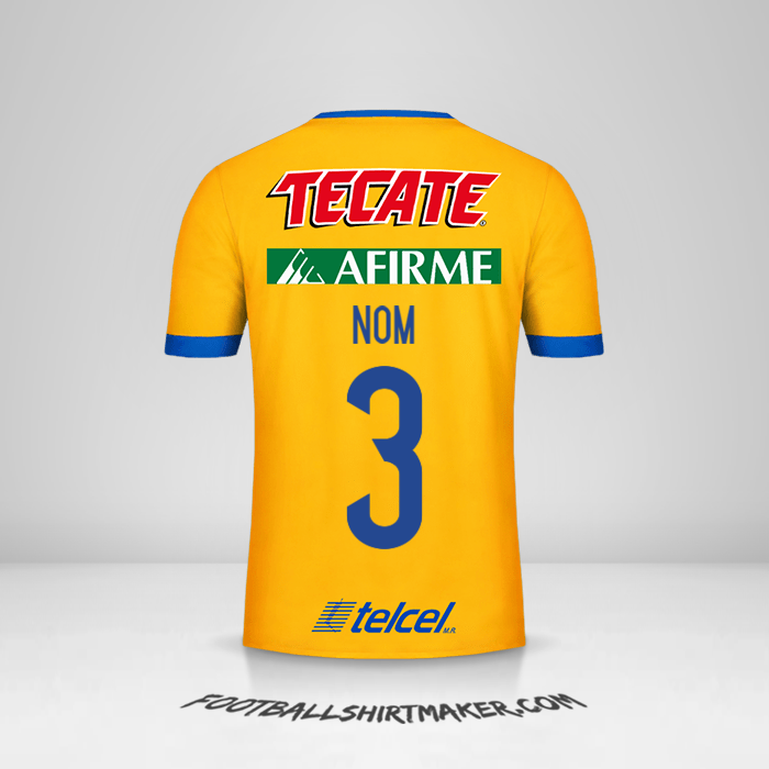 Maillot Tigres UANL 2017/18 -  nom - 3