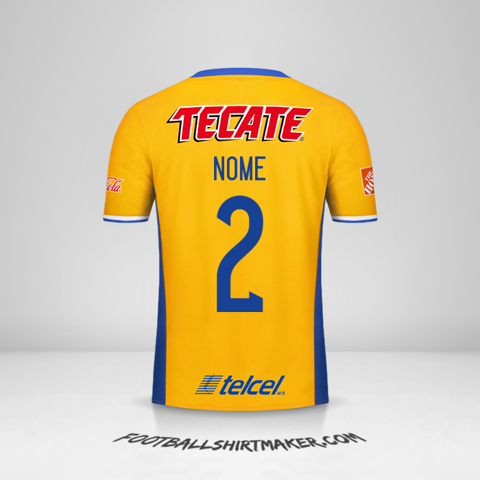 Camisola Tigres UANL 2016/17 -  nome - 2