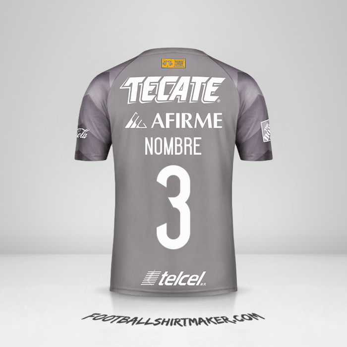 Jersey Tigres UANL 2018 Tercera -  nombre - 3