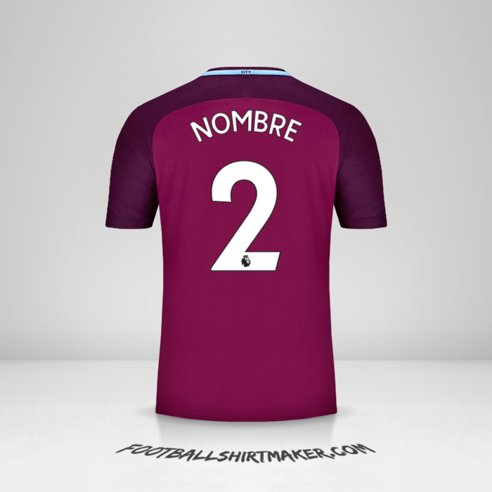 Camiseta Manchester City 2017/18 Visita -  nombre - 2