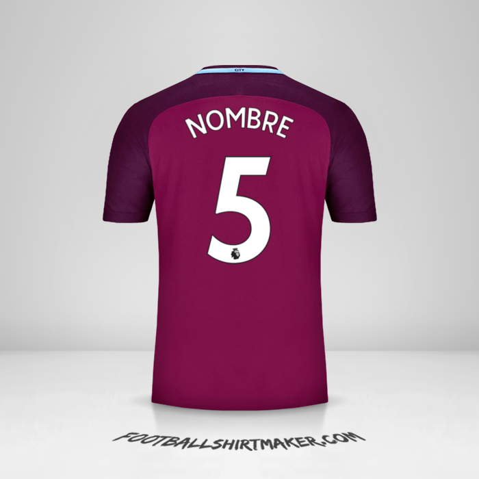 Camiseta Manchester City 2017/18 Visita -  nombre - 5
