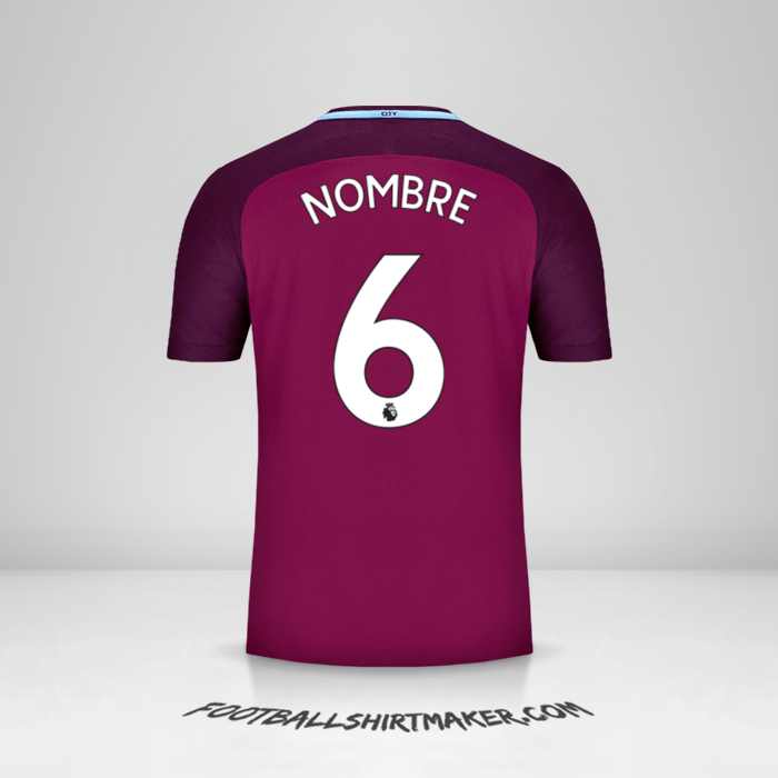 Camiseta Manchester City 2017/18 Visita -  nombre - 6
