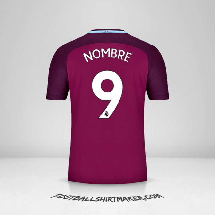 Jersey Manchester City 2017/18 Visita -  nombre - 9