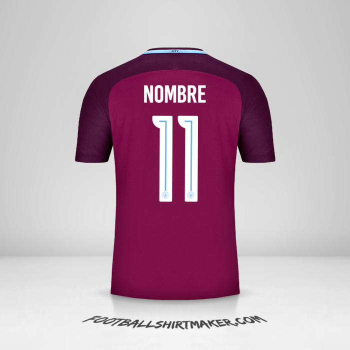 Camiseta Manchester City Cup 2017/18 Visita -  nombre - 11
