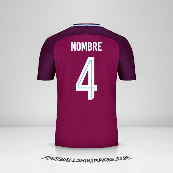 Jersey Manchester City Cup 2017/18 Visita -  nombre - 4